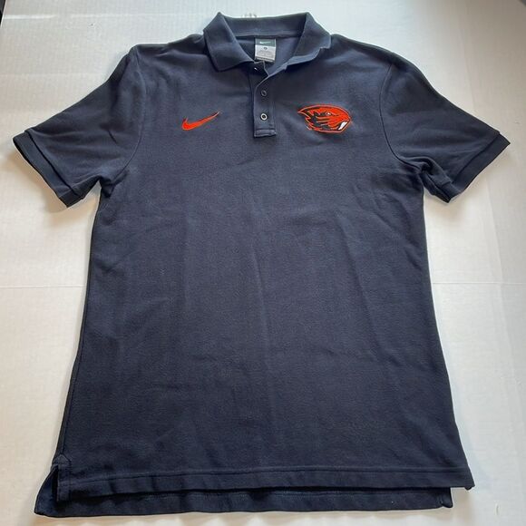 Nike Men’s Oregon State Beavers 100% Cotton Polo Black Swoosh Beaver Head Size L - Picture 6 of 13